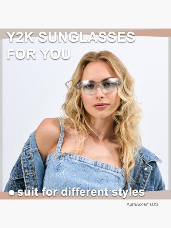 6 Pairs Y2k Sunglasses Shield Wrap Around Oversized Frameless Sun Glasses main image 6